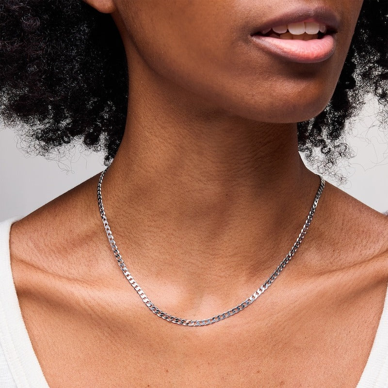 Sterling Silver Diamond-Cut Curb Chain Made in Italy - 18"