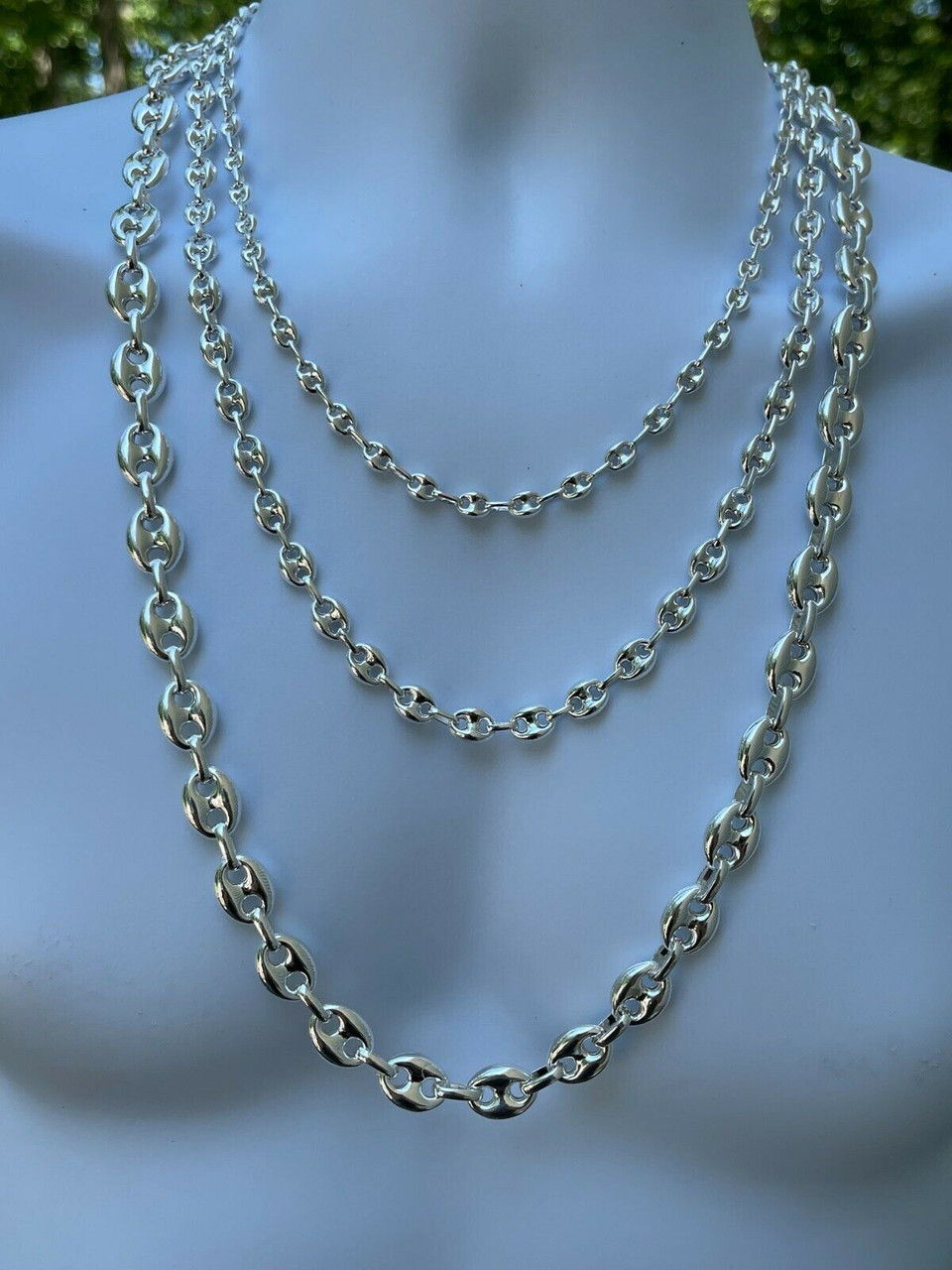 Puffed Gucci Necklace Or Bracelet - 925 Sterling Silver - 7"-30" - 6mm-12mm
