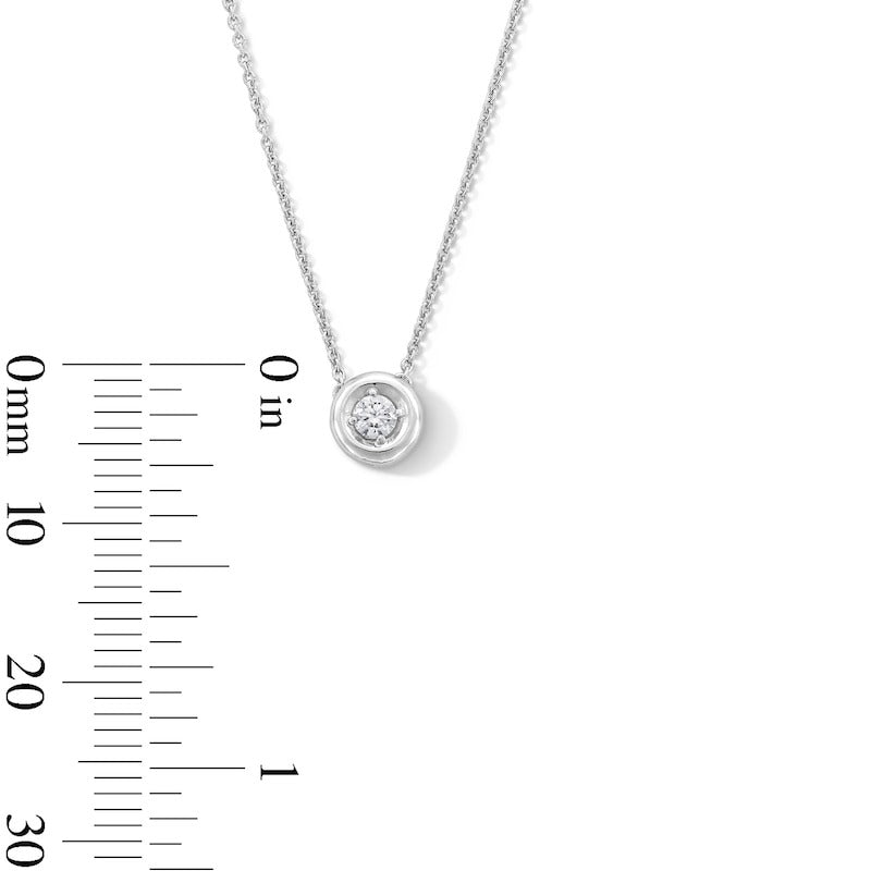 Sterling Silver 1/10 CT. T.W. Lab-Grown Diamond Round Solitaire Pendant - 16" + 2"