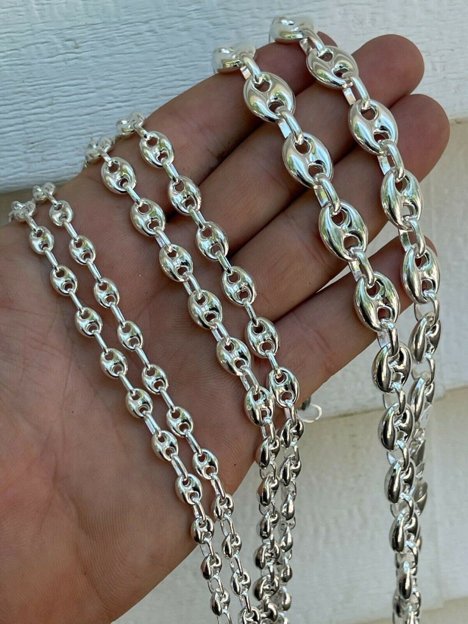 Puffed Gucci Necklace Or Bracelet - 925 Sterling Silver - 7"-30" - 6mm-12mm