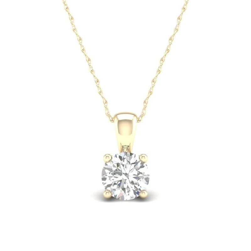 10K Solid Gold 1/3 CT. T.W. Lab-Grown Diamond Solitaire Pendant - 16" + 2"