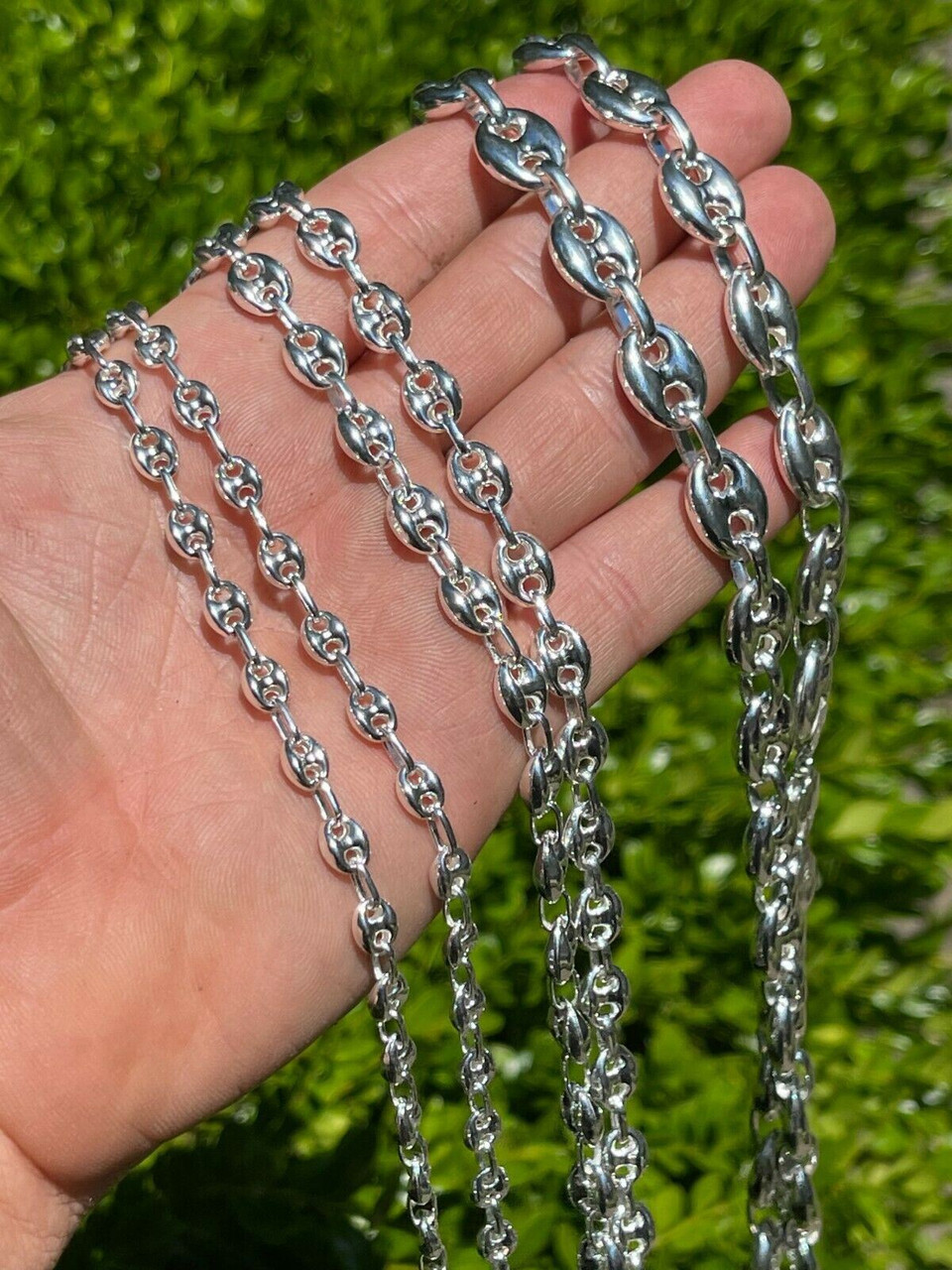 Puffed Gucci Necklace Or Bracelet - 925 Sterling Silver - 7"-30" - 6mm-12mm