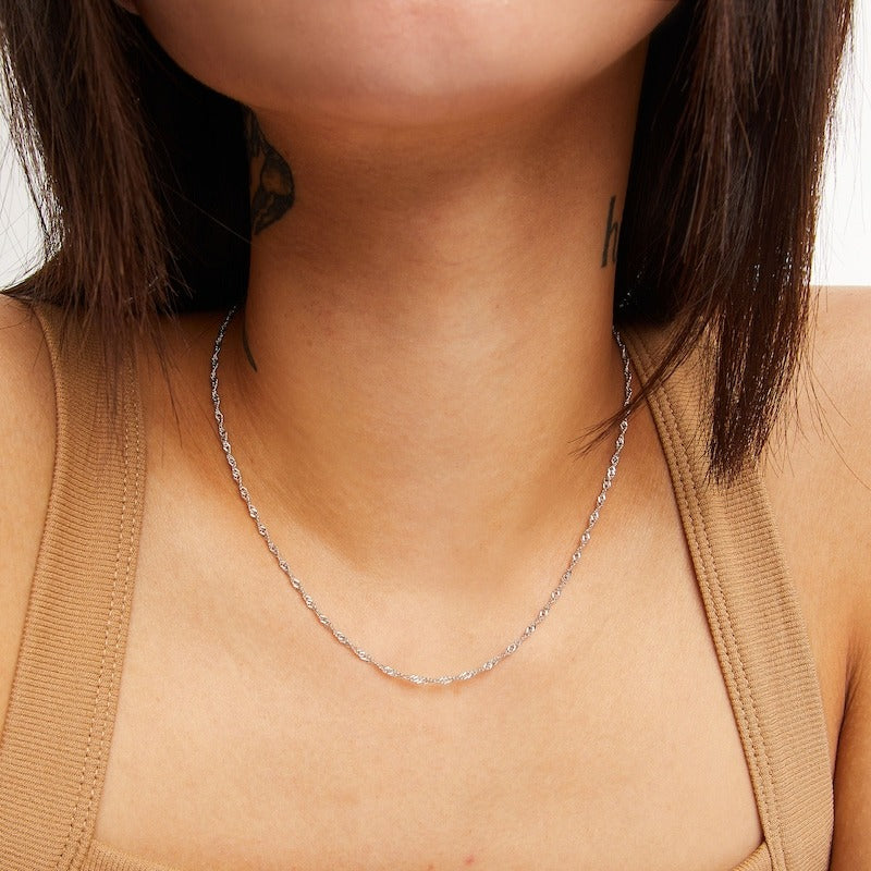Sterling Silver Singapore Chain Made in Italy - 16"