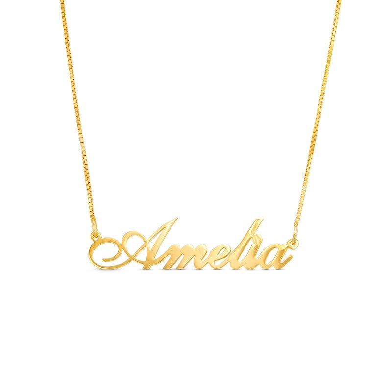 14K Gold Plated Personalized Flourish Script Name Chain Necklace - 18"