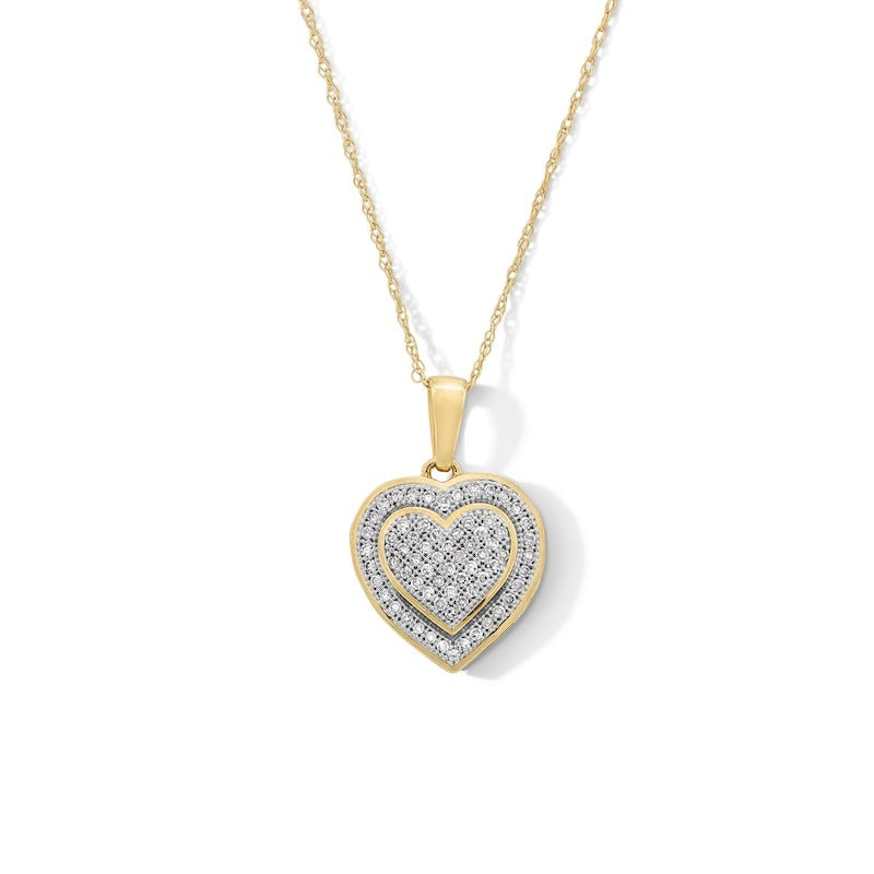 10K Gold 1/5 CT. T.W. Diamond Heart-Shaped Frame Pendant - 18"