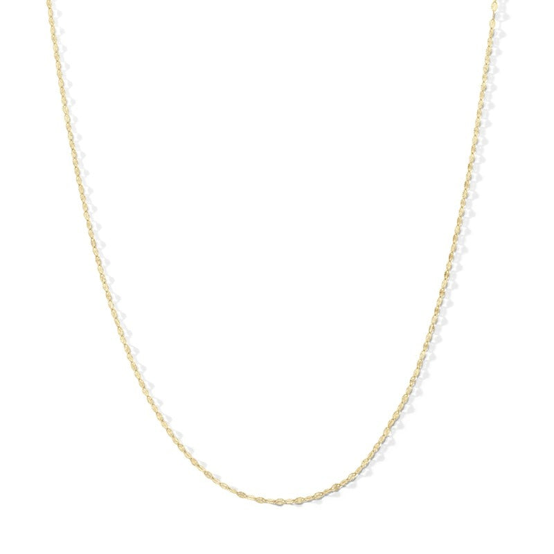 10K Solid Gold Diamond-Cut Stamp Mirror Chain Made in Italy - 16"