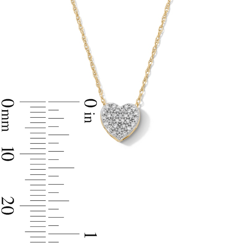 10K Gold 1/10 CT. T.W. Diamond Heart Pendant - 18"