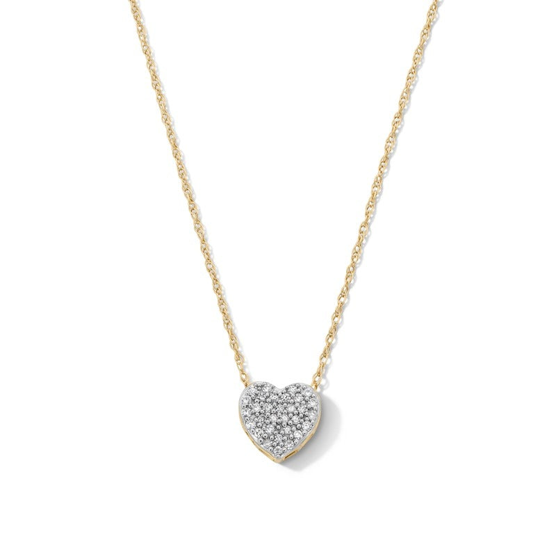 10K Gold 1/10 CT. T.W. Diamond Heart Pendant - 18"