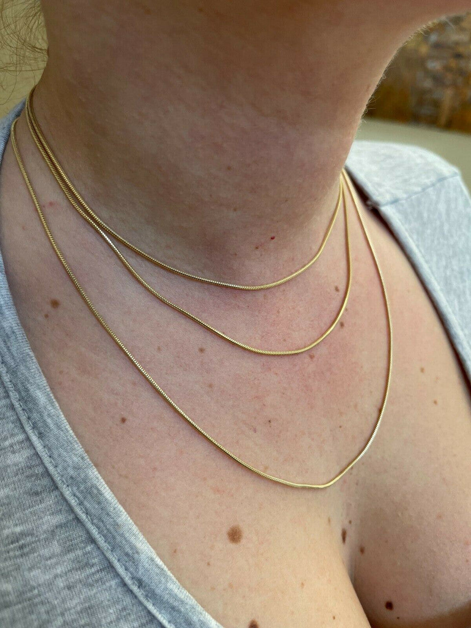 Snake Chain Necklace - 14k Gold Vermeil 925 Sterling Silver - 14"-30" - 1.5mm