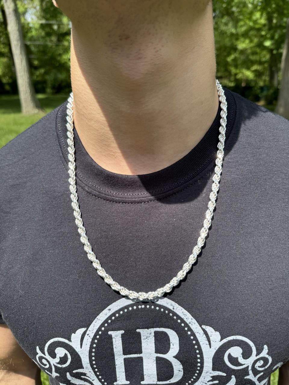 #1 Bestseller Rope Chain Necklace - 925 Sterling Silver - 18"-30" - 6mm