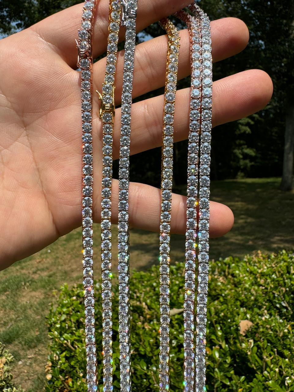 #1 BESTSELLER Tennis Chain Necklace Iced Out CZ Stones - 14k Gold Vermeil Or 925 Silver - 3mm-7mm - 16"-30"