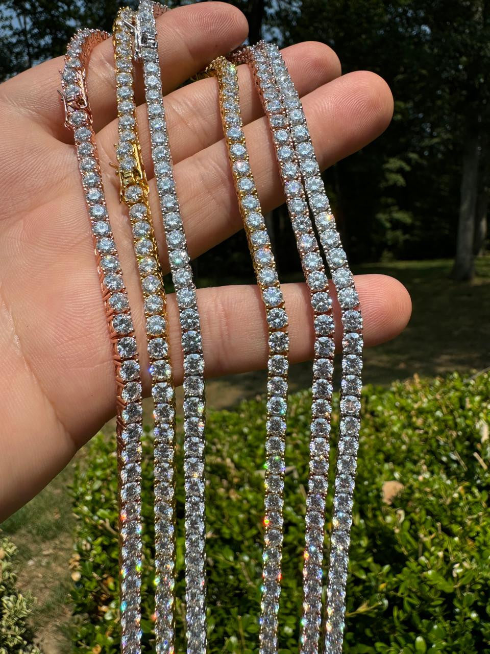 #1 BESTSELLER Tennis Chain Necklace Iced Out CZ Stones - 14k Gold Vermeil Or 925 Silver - 3mm-7mm - 16"-30"