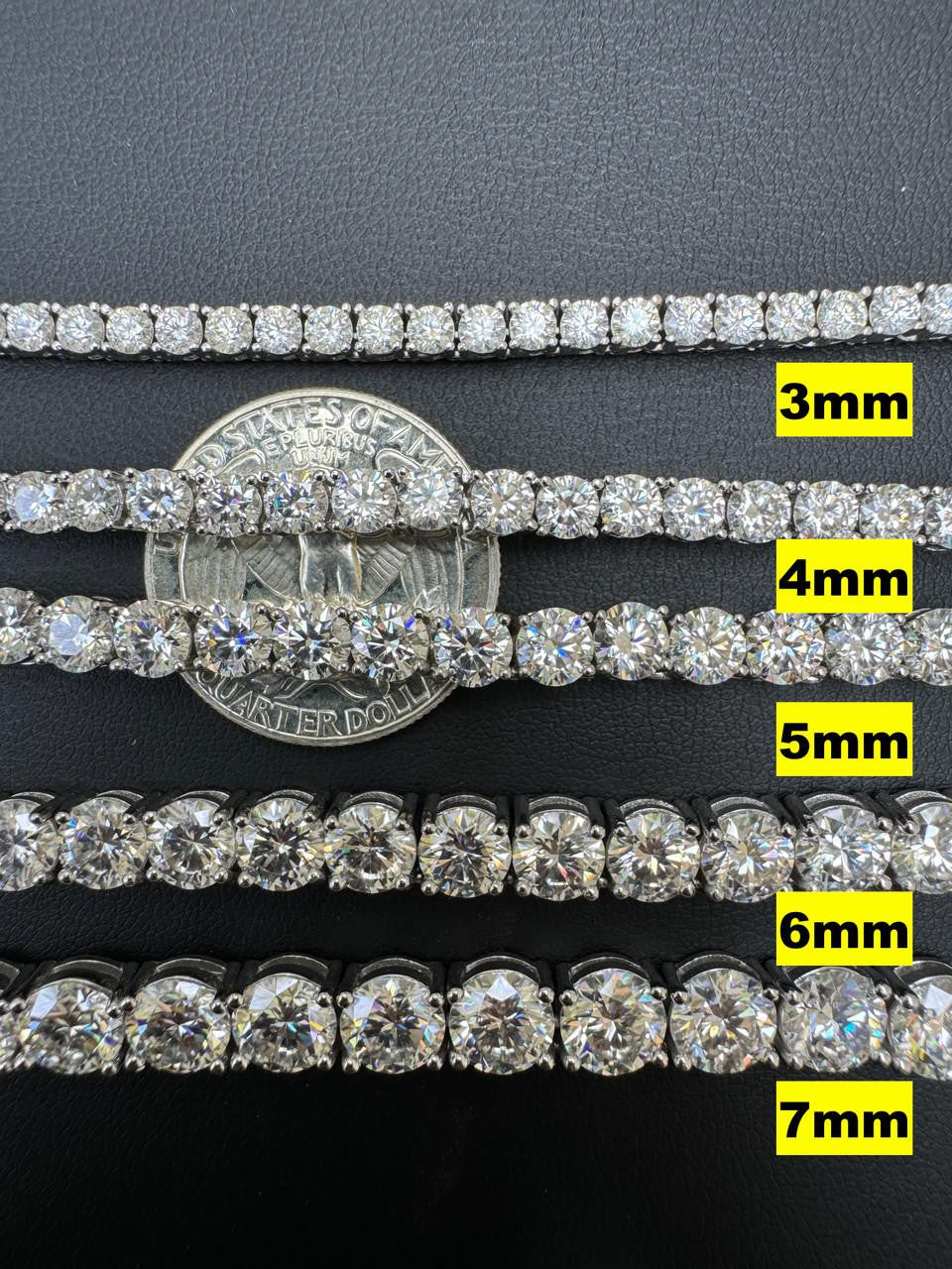 #1 BESTSELLER Tennis Chain Necklace Iced Out CZ Stones - 14k Gold Vermeil Or 925 Silver - 3mm-7mm - 16"-30"