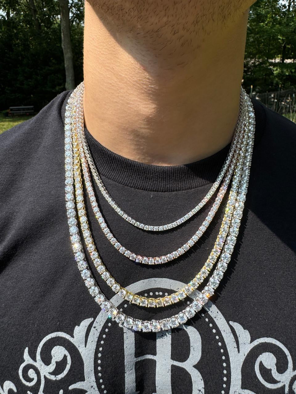 #1 BESTSELLER Tennis Chain Necklace Iced Out CZ Stones - 14k Gold Vermeil Or 925 Silver - 3mm-7mm - 16"-30"