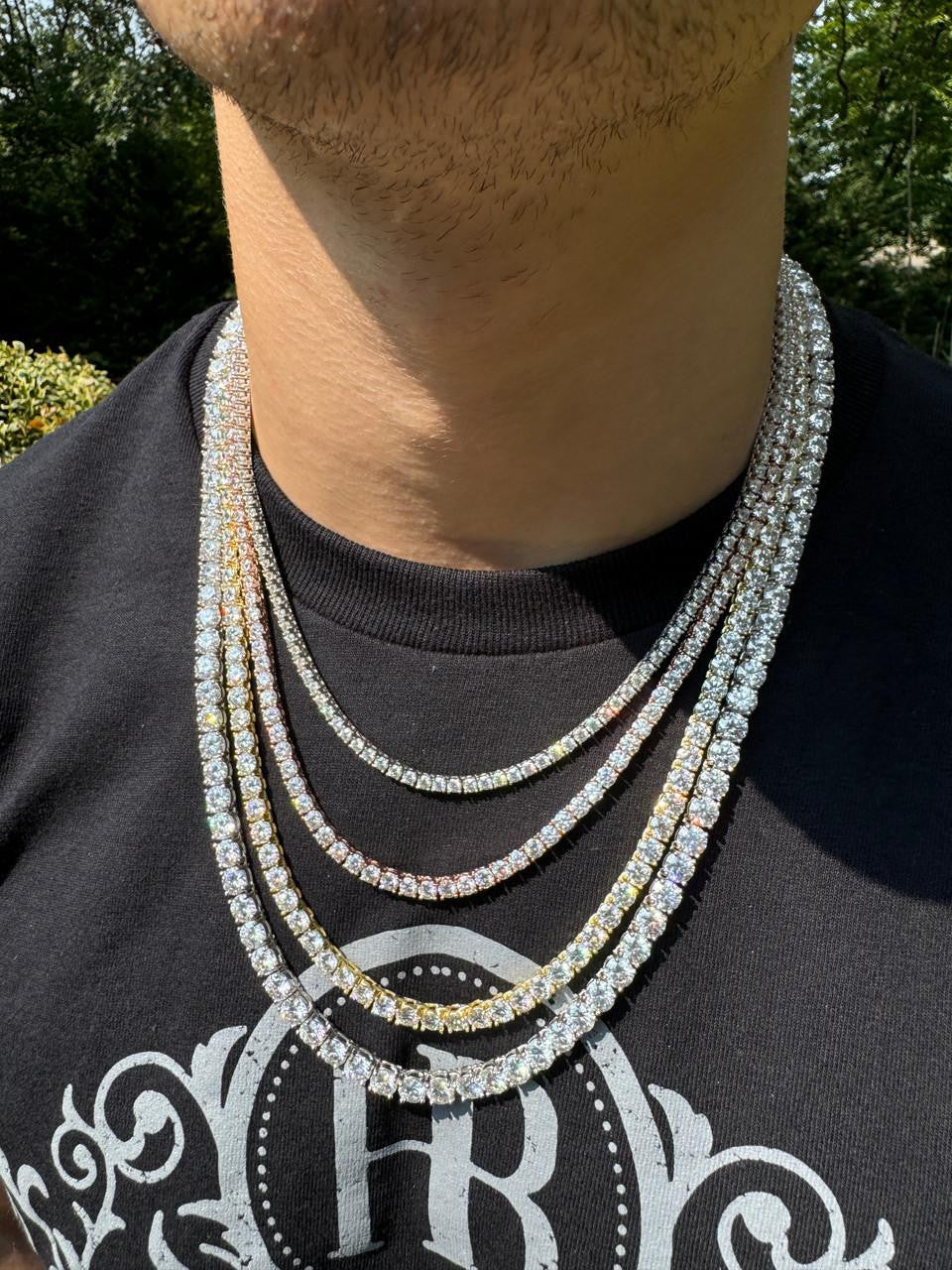 #1 BESTSELLER Tennis Chain Necklace Iced Out CZ Stones - 14k Gold Vermeil Or 925 Silver - 3mm-7mm - 16"-30"