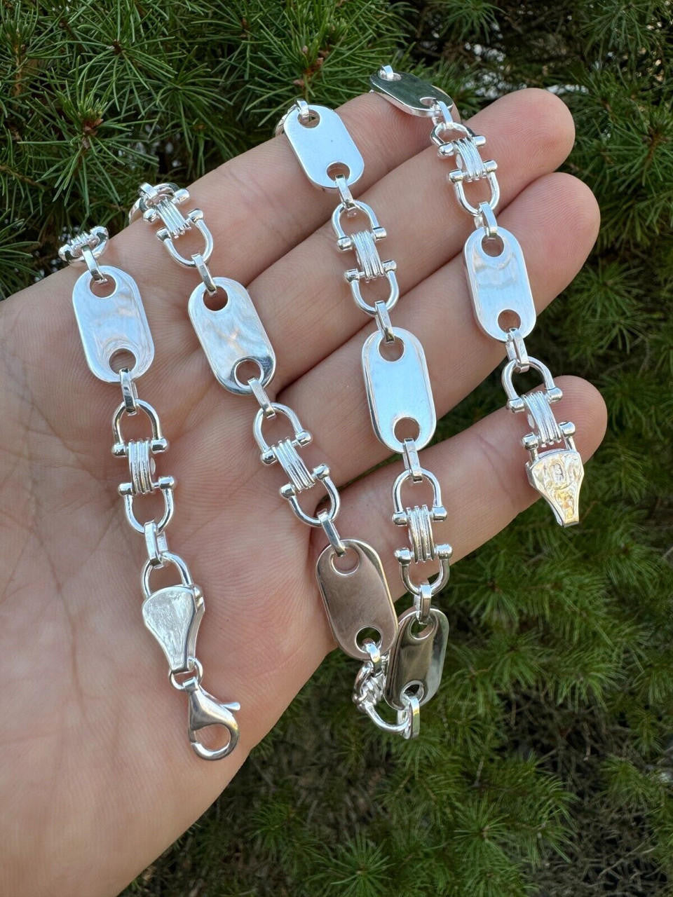 Custom Ferragamo Mariner Link Chain Necklace - 925 Sterling Silver - 18"-28" - 10mm