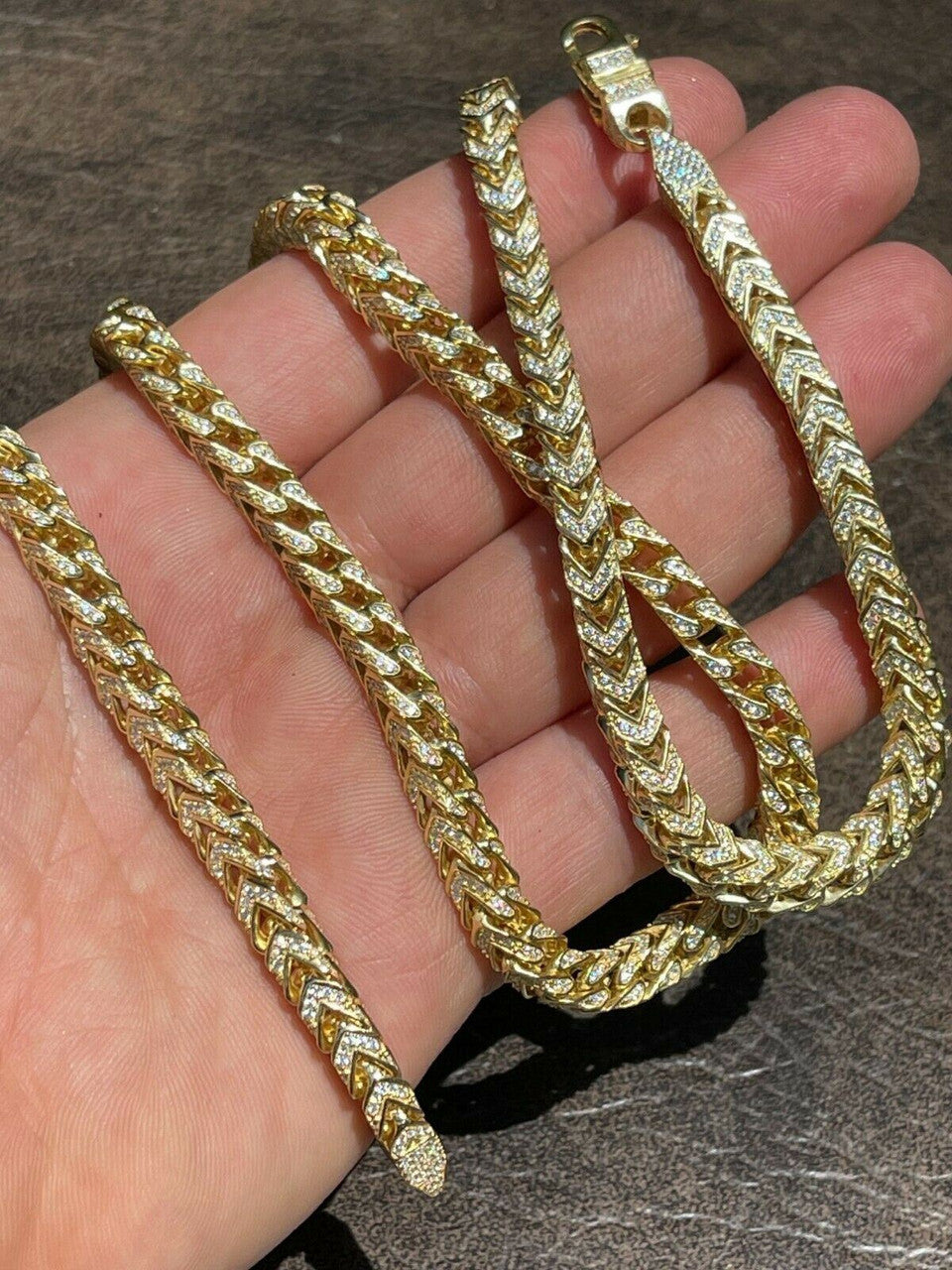 Franco Chain Iced Out CZ Stones - 14k Gold Vermeil 925 Silver - 6mm - 16-30"