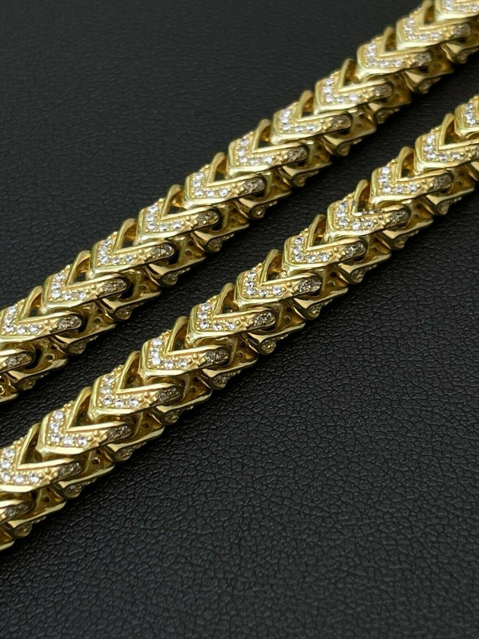 Franco Chain Iced Out CZ Stones - 14k Gold Vermeil 925 Silver - 6mm - 16-30"