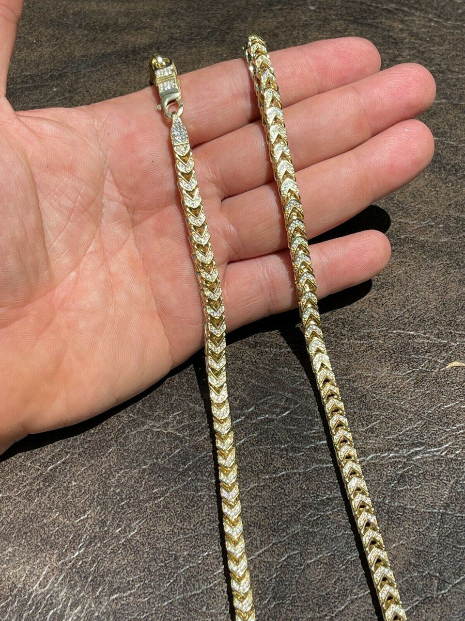 Franco Chain Iced Out CZ Stones - 14k Gold Vermeil 925 Silver - 6mm - 16-30"