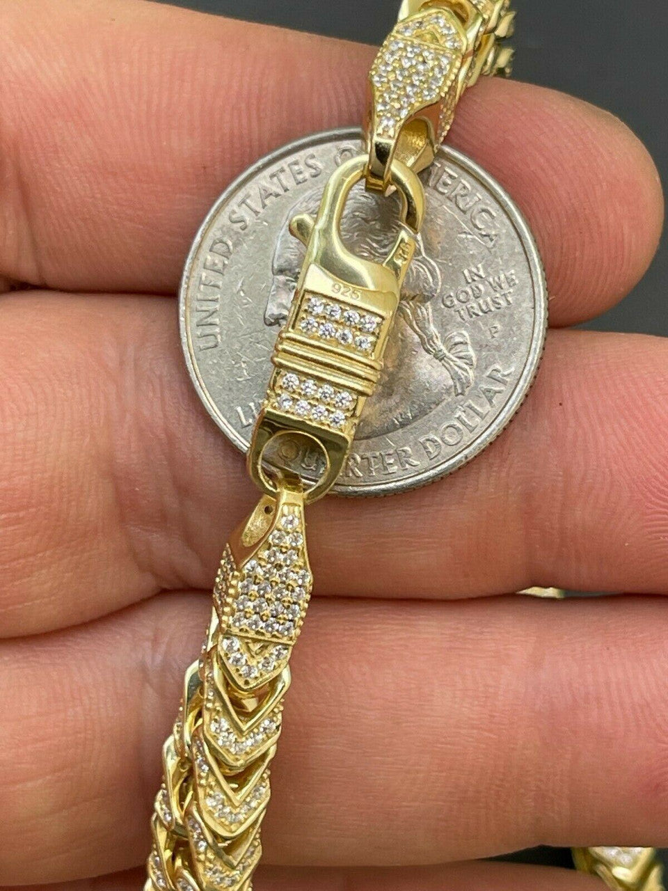 Franco Chain Iced Out CZ Stones - 14k Gold Vermeil 925 Silver - 6mm - 16-30"