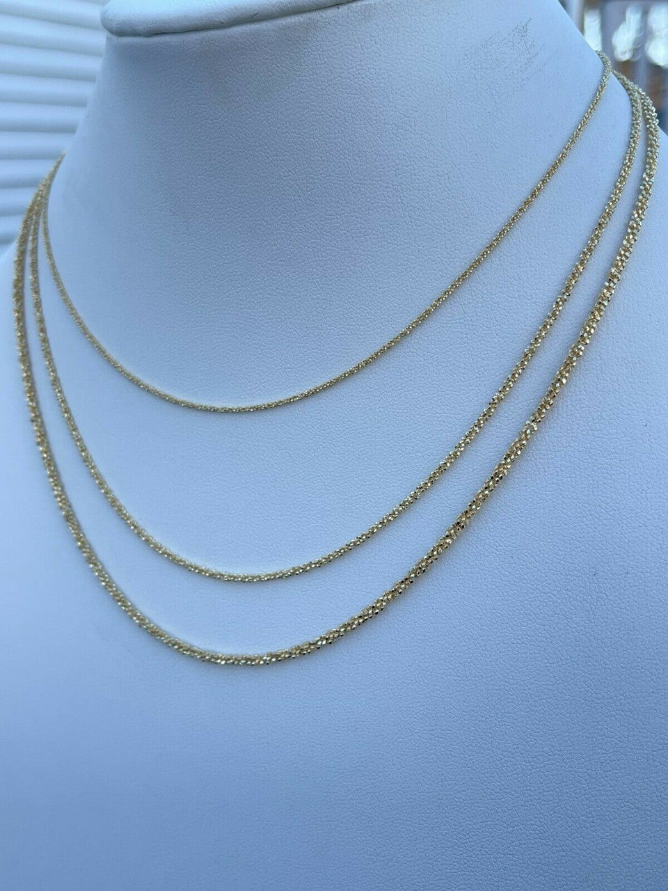 Sparkle Rock Link Chain Necklace - 14k Gold Vermeil 925 Sterling Silver - 14"-24" - 1mm-3mm