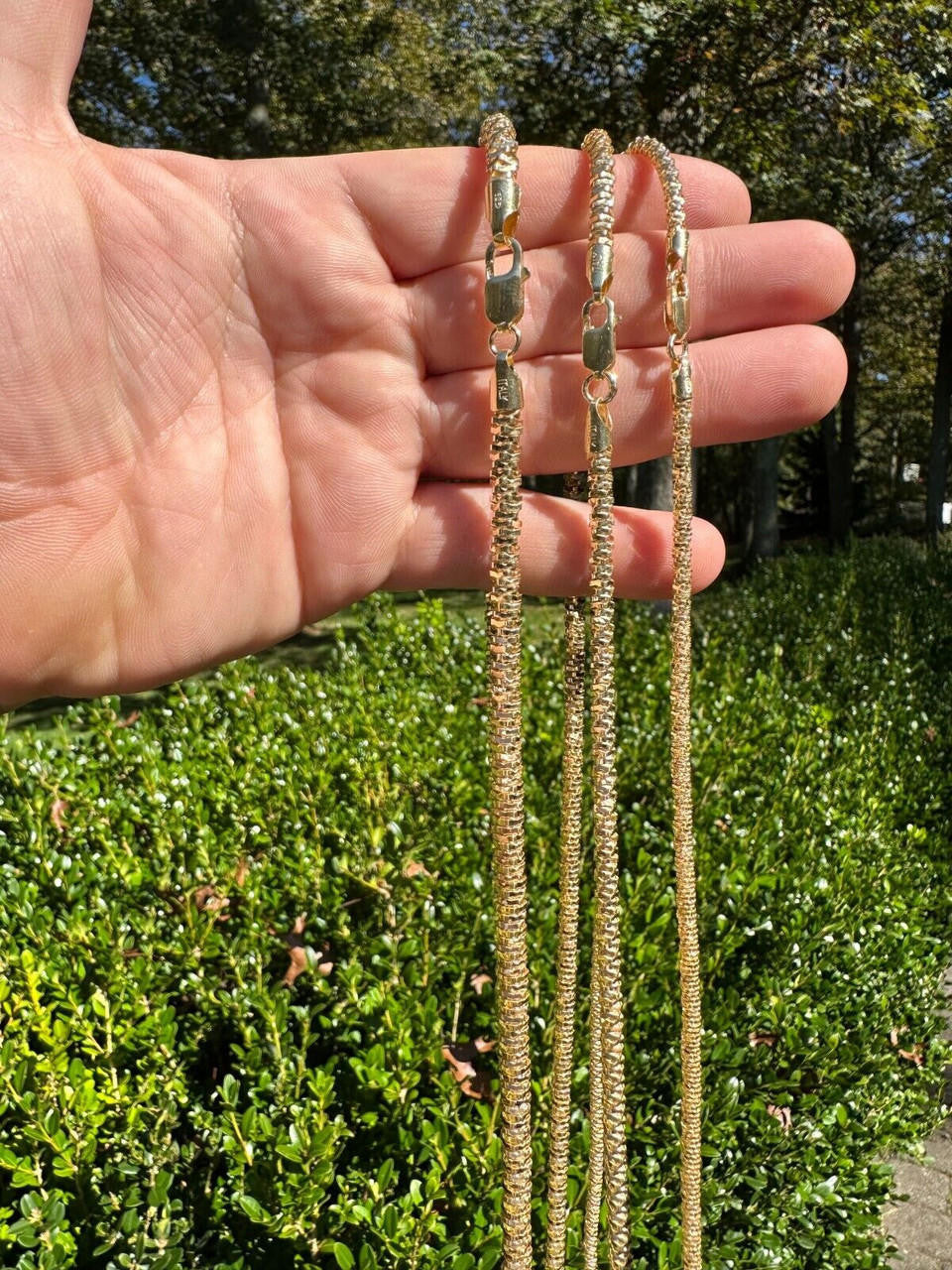 Round Sparkle Rock Chain Necklace - 14k Gold Vermeil 925 Sterling Silver - 16"-30" - 3mm-5mm