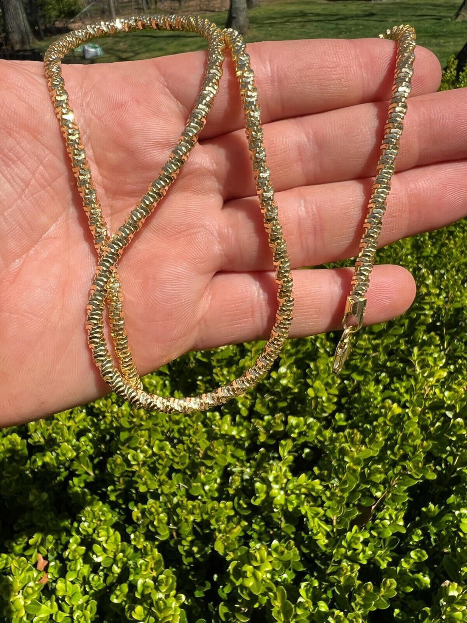 Round Sparkle Rock Chain Necklace - 14k Gold Vermeil 925 Sterling Silver - 16"-30" - 3mm-5mm