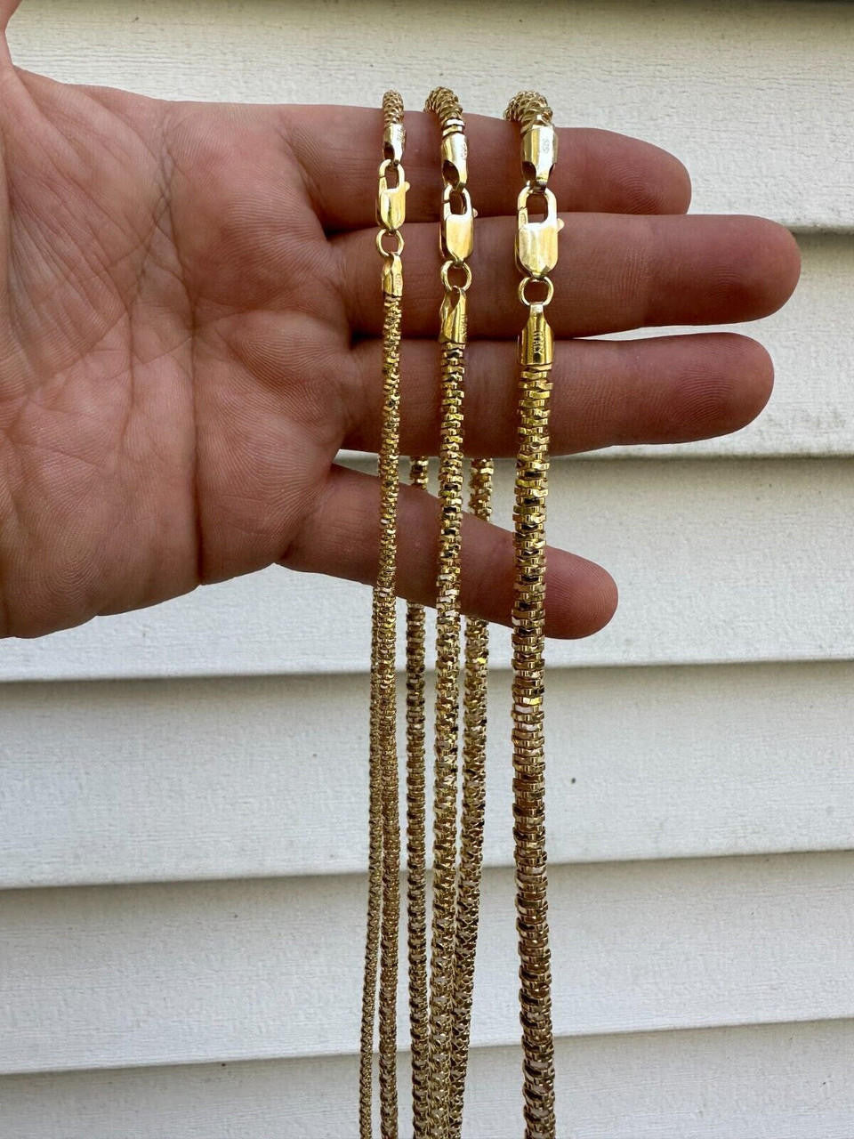 Round Sparkle Rock Chain Necklace - 14k Gold Vermeil 925 Sterling Silver - 16"-30" - 3mm-5mm