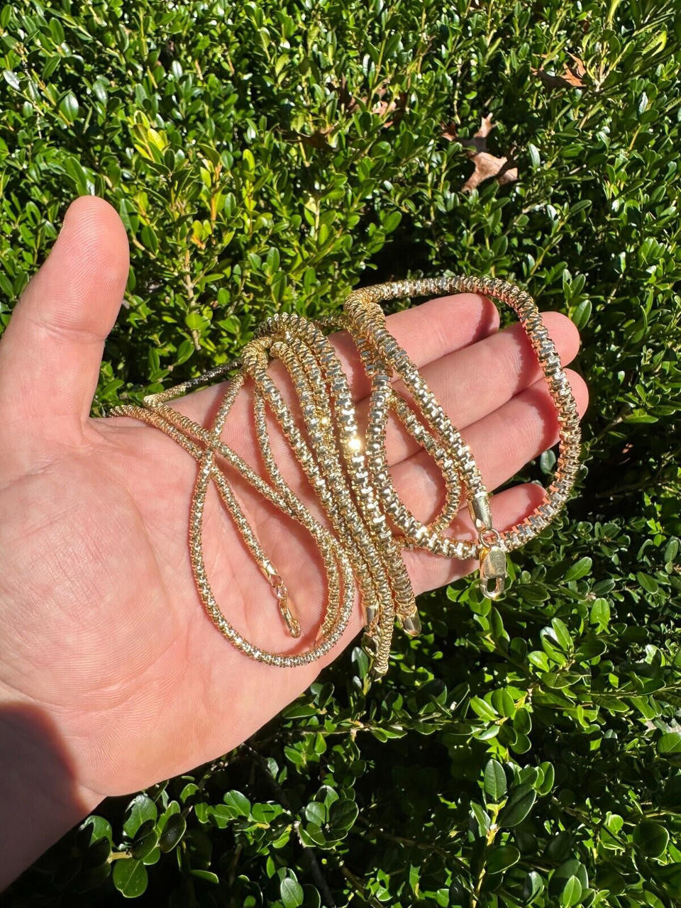 Round Sparkle Rock Chain Necklace - 14k Gold Vermeil 925 Sterling Silver - 16"-30" - 3mm-5mm