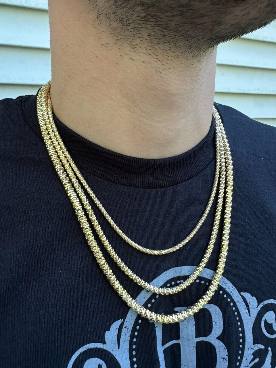 Round Sparkle Rock Chain Necklace - 14k Gold Vermeil 925 Sterling Silver - 16"-30" - 3mm-5mm