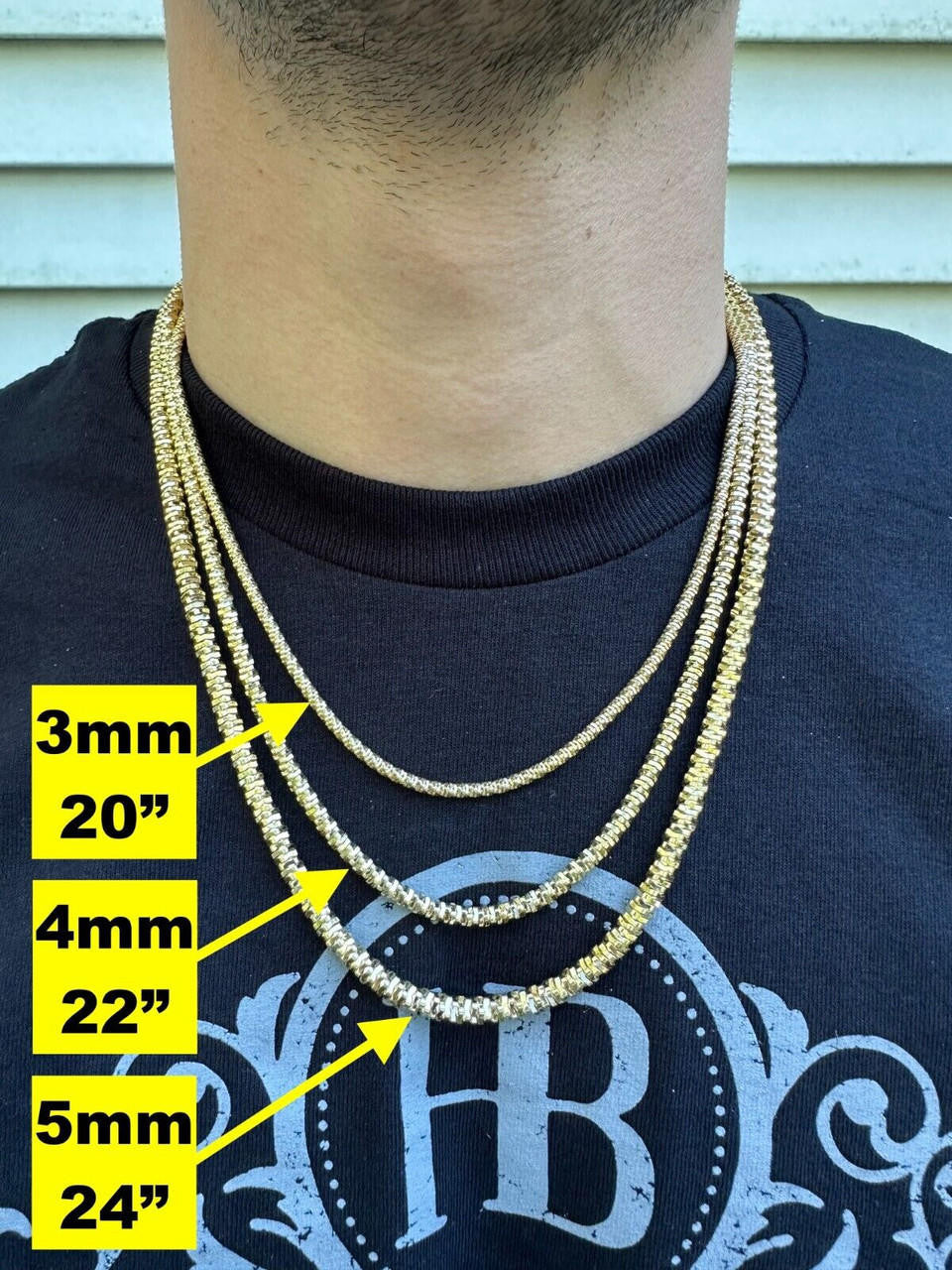 Round Sparkle Rock Chain Necklace - 14k Gold Vermeil 925 Sterling Silver - 16"-30" - 3mm-5mm