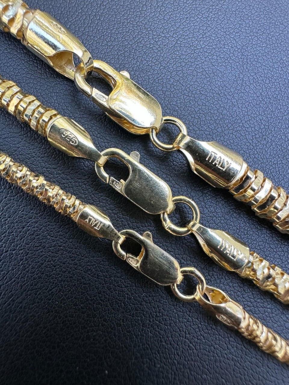 Round Sparkle Rock Chain Necklace - 14k Gold Vermeil 925 Sterling Silver - 16"-30" - 3mm-5mm