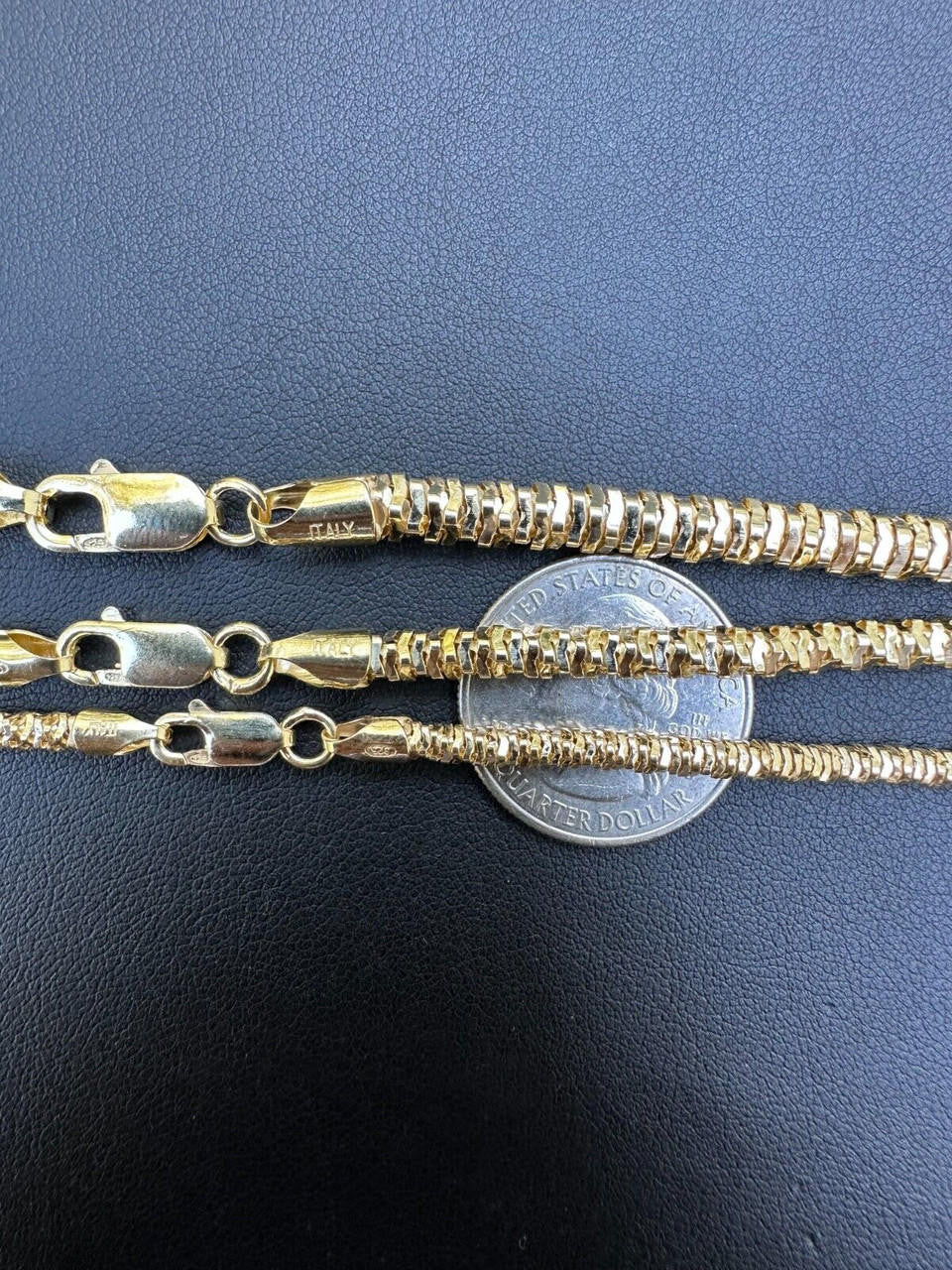 Round Sparkle Rock Chain Necklace - 14k Gold Vermeil 925 Sterling Silver - 16"-30" - 3mm-5mm