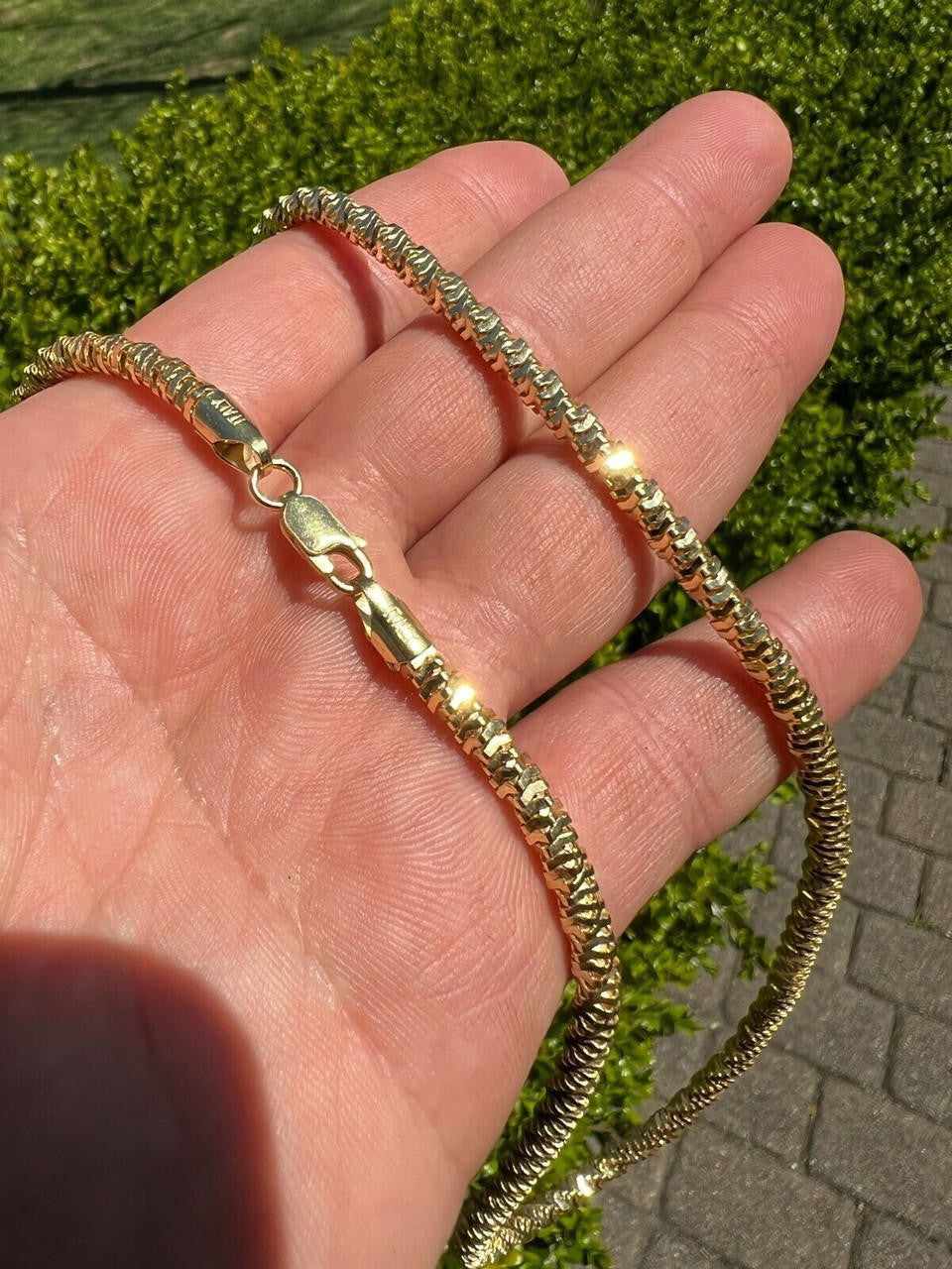 Round Sparkle Rock Chain Necklace - 14k Gold Vermeil 925 Sterling Silver - 16"-30" - 3mm-5mm