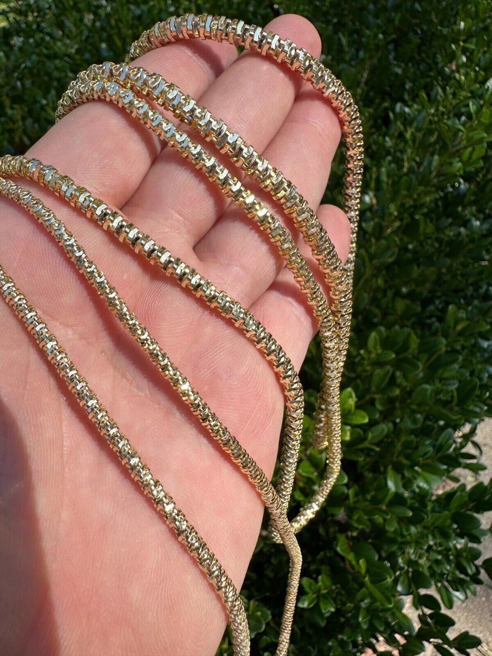 Round Sparkle Rock Chain Necklace - 14k Gold Vermeil 925 Sterling Silver - 16"-30" - 3mm-5mm