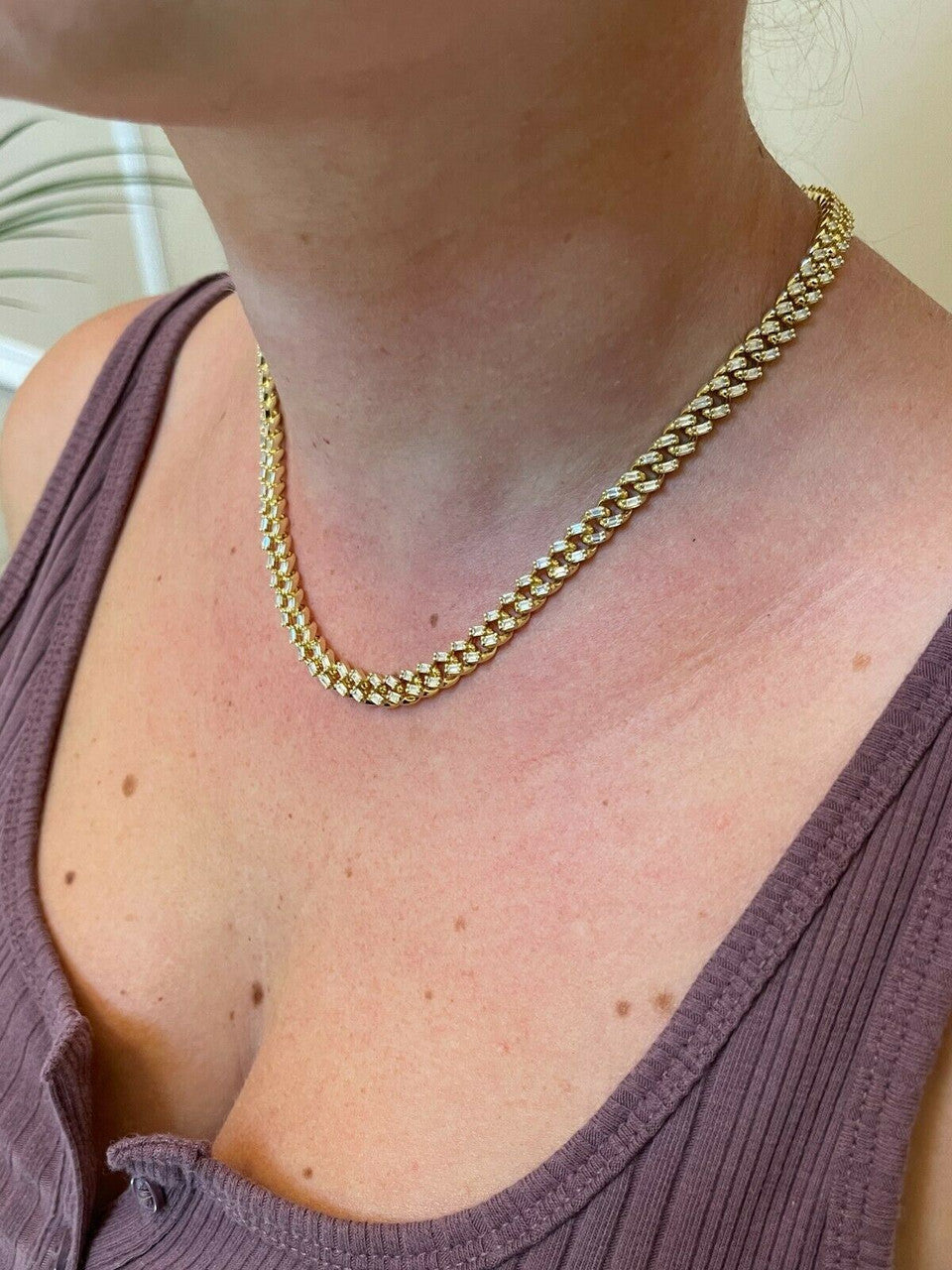 Baguette Miami Cuban Link Chain Necklace Iced Out CZ Stones - 14k Gold Vermeil 925 Silver - 6mm - 16-30"