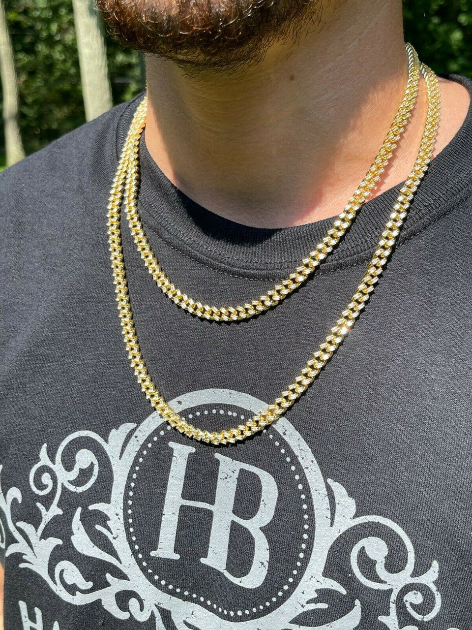 Baguette Miami Cuban Link Chain Necklace Iced Out CZ Stones - 14k Gold Vermeil 925 Silver - 6mm - 16-30"