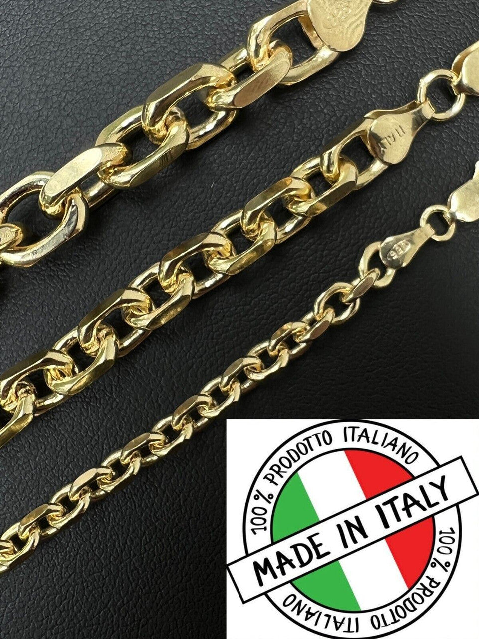 Anchor Cable Chain Necklace Or Bracelet - 14k Gold Vermeil 925 Sterling Silver - 7"-30" - 4mm-8mm