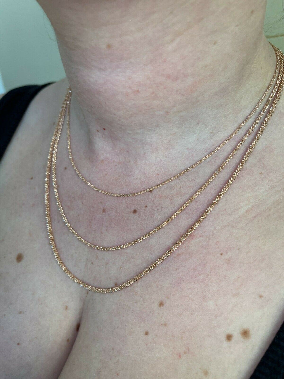 Sparkle Rock Link Chain Necklace - 14k Rose Gold Vermeil 925 Sterling Silver - 14"-24" - 1mm-3mm