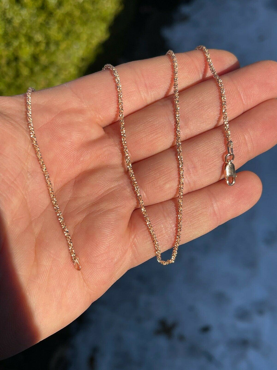 Sparkle Rock Link Chain Necklace - 14k Rose Gold Vermeil 925 Sterling Silver - 14"-24" - 1mm-3mm