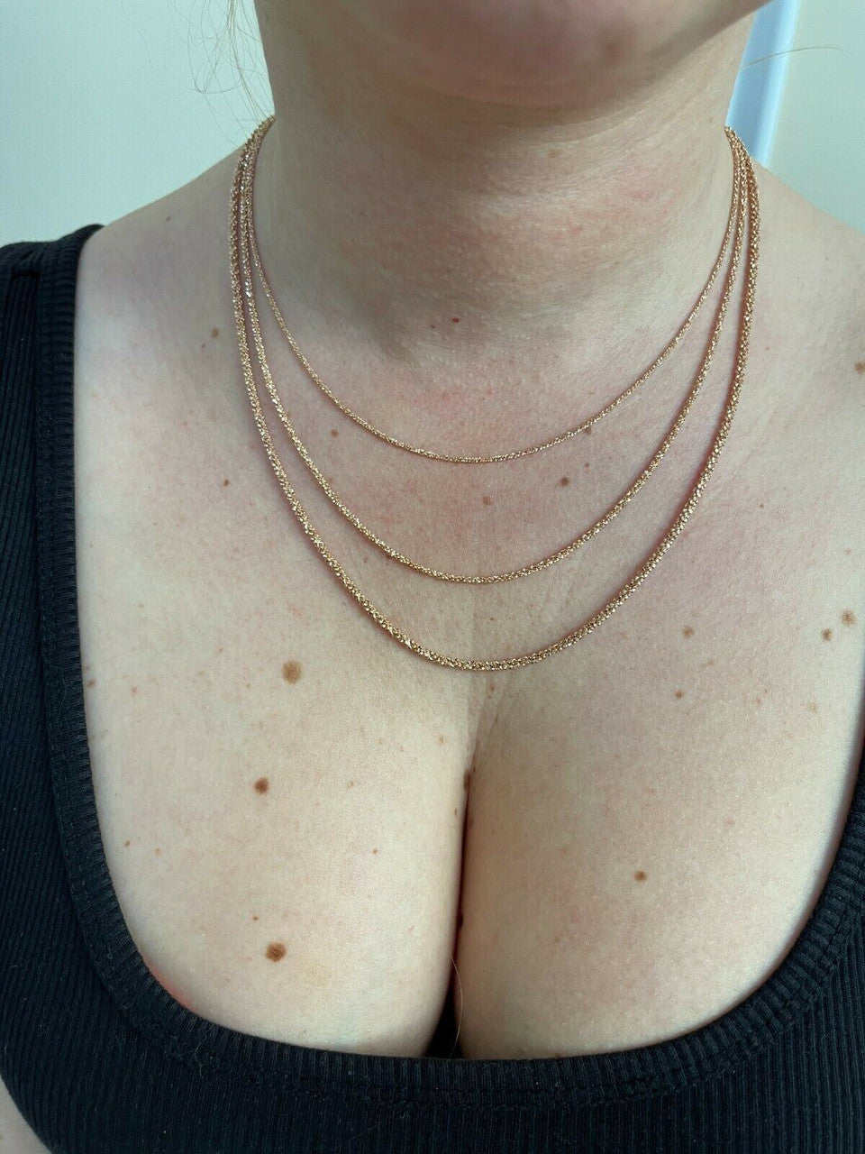 Sparkle Rock Link Chain Necklace - 14k Rose Gold Vermeil 925 Sterling Silver - 14"-24" - 1mm-3mm