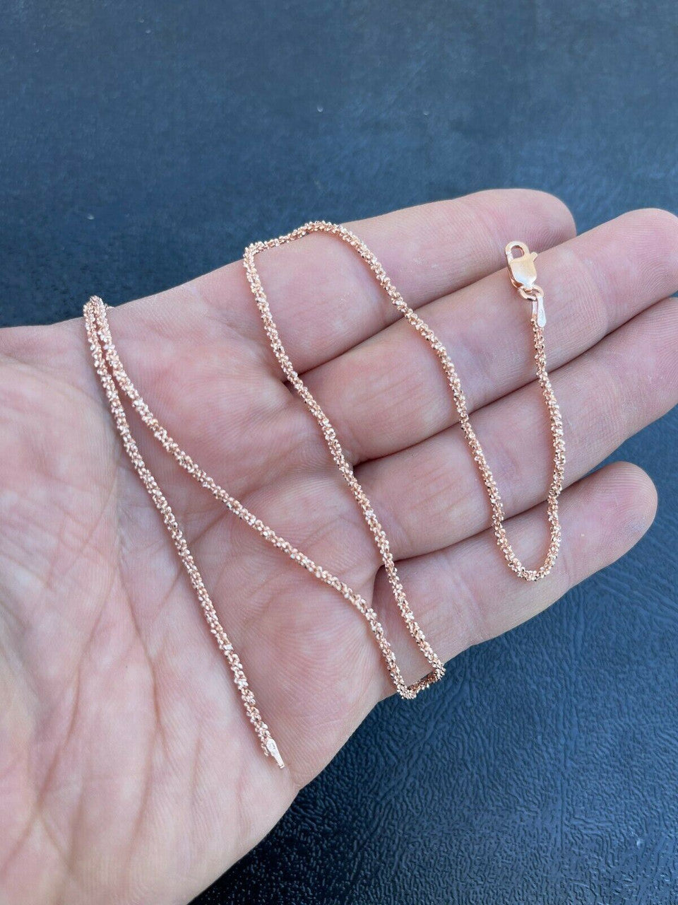 Sparkle Rock Link Chain Necklace - 14k Rose Gold Vermeil 925 Sterling Silver - 14"-24" - 1mm-3mm