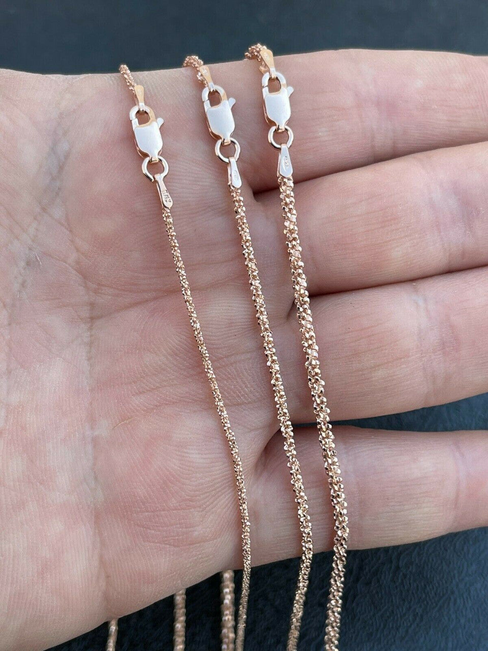 Sparkle Rock Link Chain Necklace - 14k Rose Gold Vermeil 925 Sterling Silver - 14"-24" - 1mm-3mm