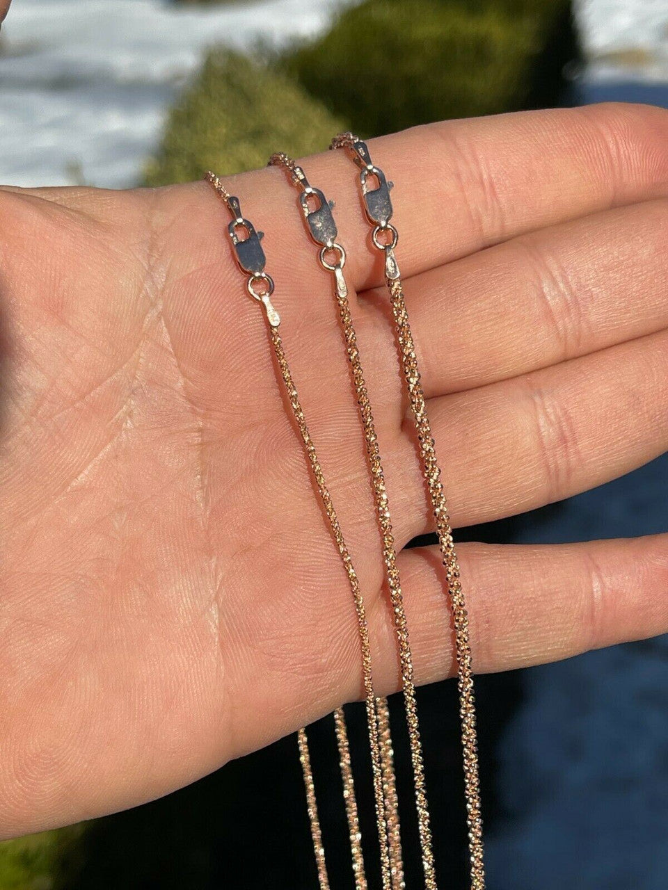 Sparkle Rock Link Chain Necklace - 14k Rose Gold Vermeil 925 Sterling Silver - 14"-24" - 1mm-3mm