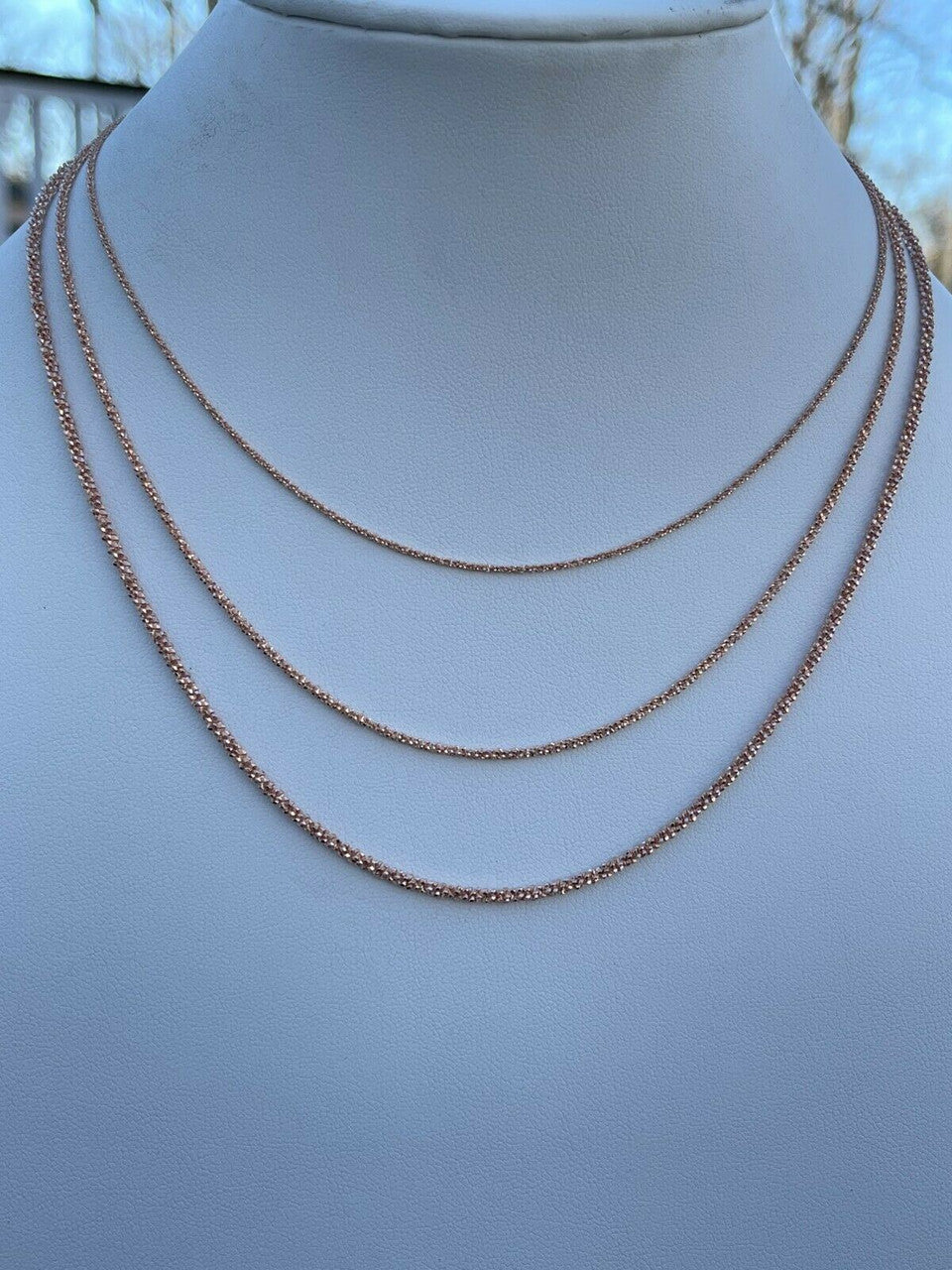 Sparkle Rock Link Chain Necklace - 14k Rose Gold Vermeil 925 Sterling Silver - 14"-24" - 1mm-3mm