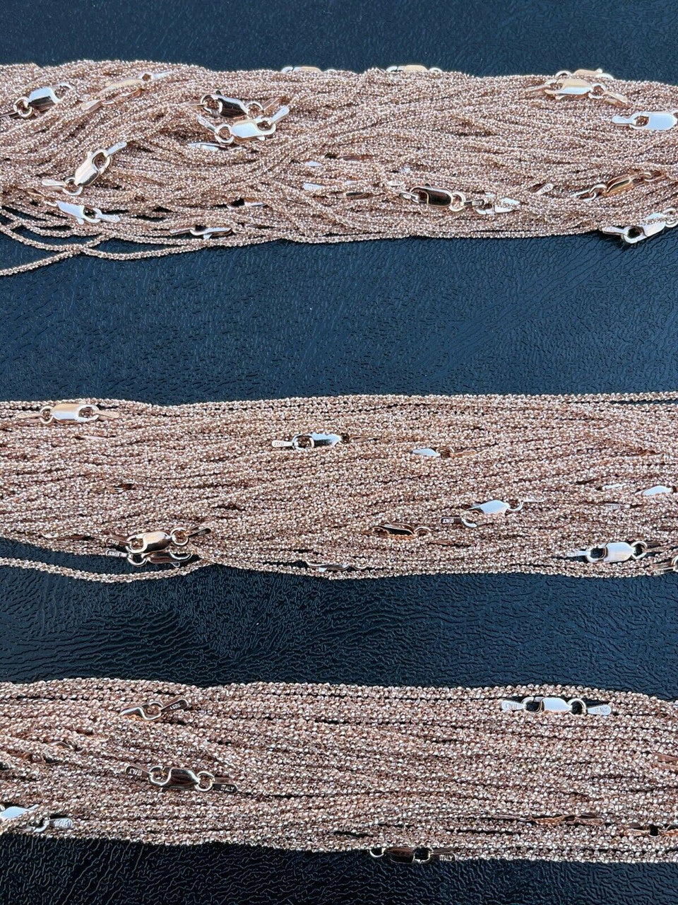 Sparkle Rock Link Chain Necklace - 14k Rose Gold Vermeil 925 Sterling Silver - 14"-24" - 1mm-3mm