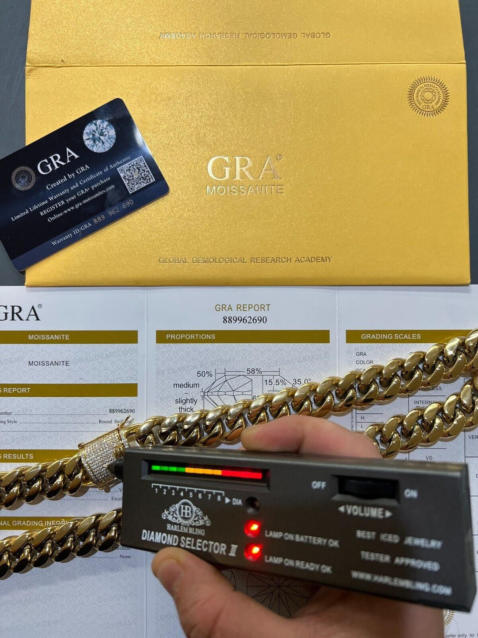 Kilo Cuban MOISSANITE CLASP Miami Cuban Link Chain Necklace Or Bracelet - 14k Yellow Gold Plated Stainless Steel - 7"-30" - 18mm