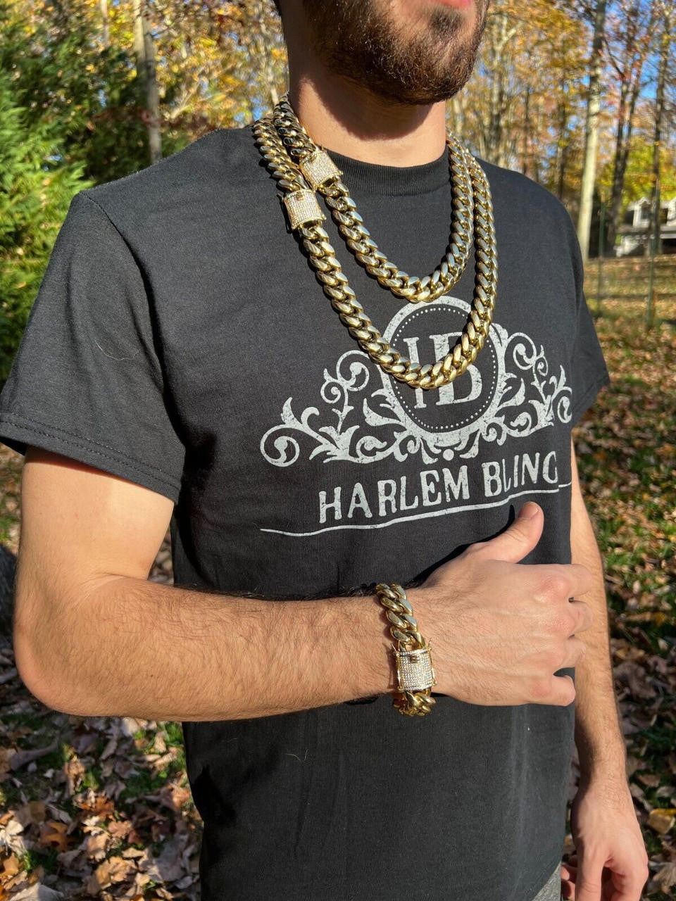 Kilo Cuban MOISSANITE CLASP Miami Cuban Link Chain Necklace Or Bracelet - 14k Yellow Gold Plated Stainless Steel - 7"-30" - 18mm