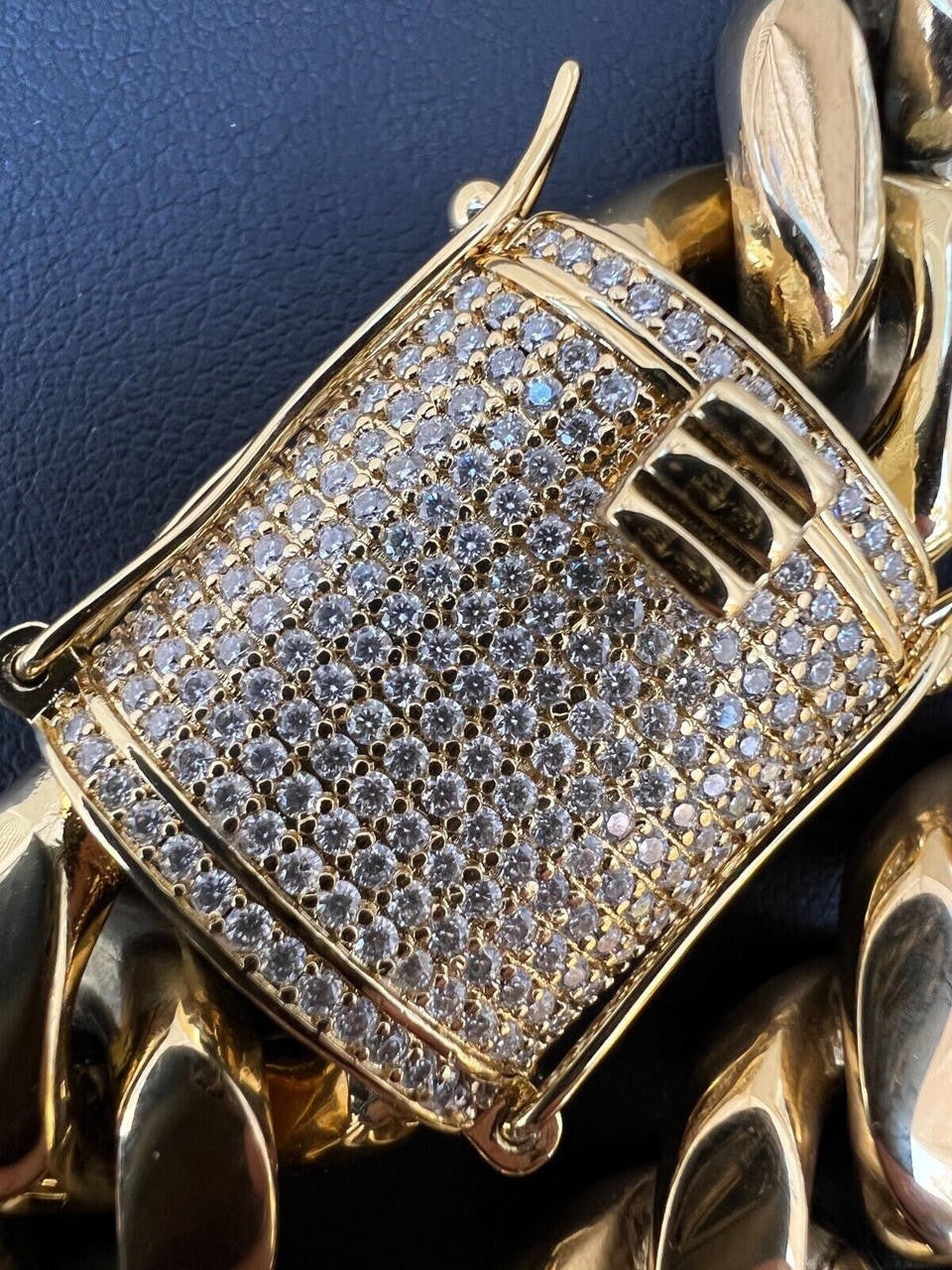 Kilo Cuban MOISSANITE CLASP Miami Cuban Link Chain Necklace Or Bracelet - 14k Yellow Gold Plated Stainless Steel - 7"-30" - 18mm
