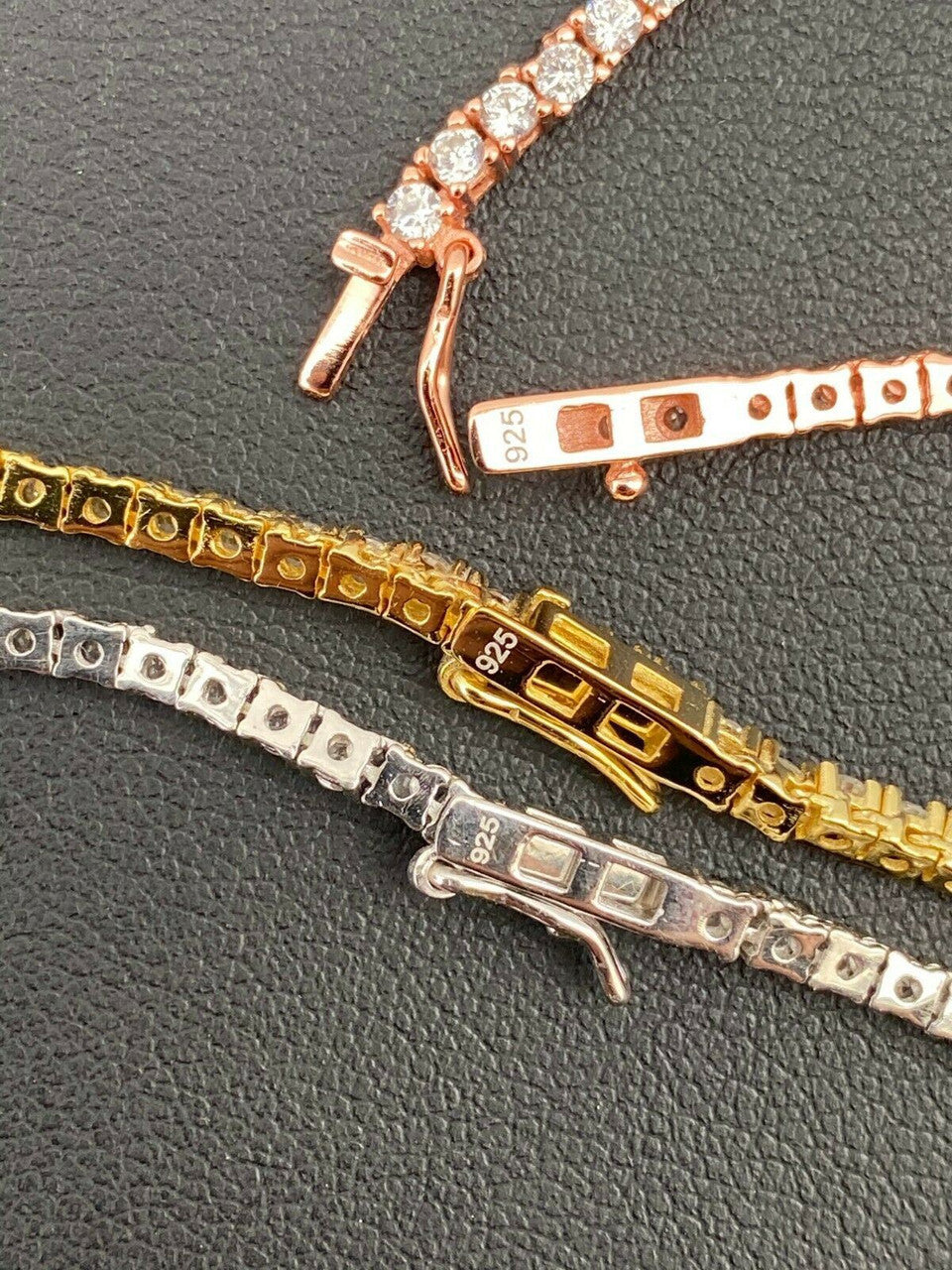 Micro Tennis Chain Necklace Iced Out CZ Stones - 14k Gold Vermeil, Rose Gold Vermeil Or 925 Silver - 2mm - 14"-28"